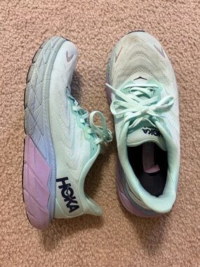 Hoka Mint Green with Lavender Accent Running Shoes